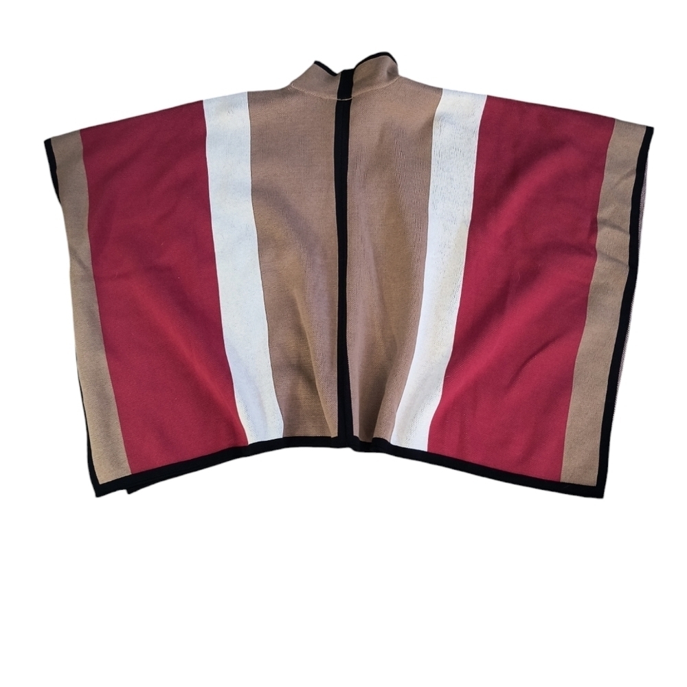 NWT Ann Klein Striped Cape/Poncho with Zipper Size L/XL - Picture 2 of 9